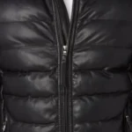 Black Puffer Real Leather Jacket