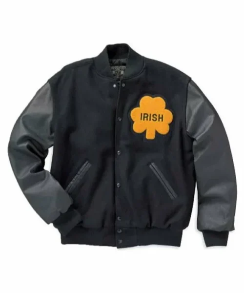 Dame Rudy Irish Unisex Varsity Black Leather Jacket