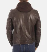 Men Kirill Brown Hooded Leather Jacket