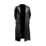 Men’s Military Officer Black Leather Trench Coat
