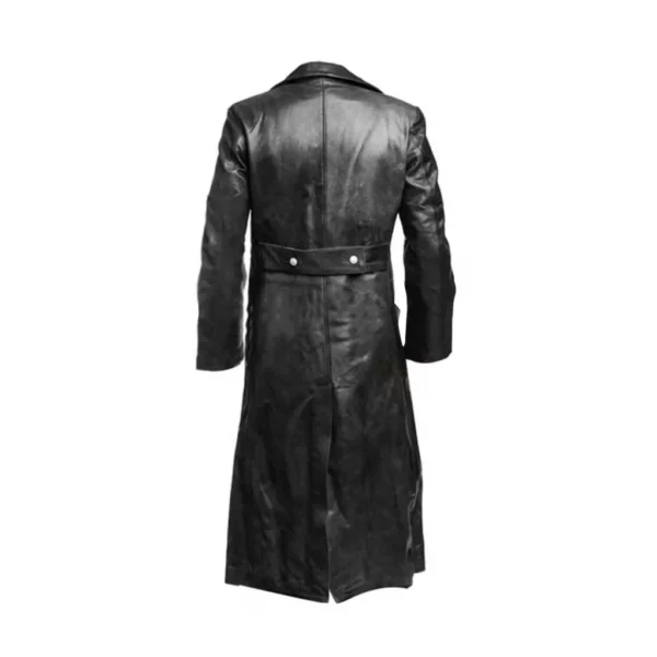 Military Style Leather Trench Coat