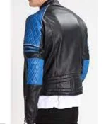 Quilted Biker Two Tone Real Leather Jacket