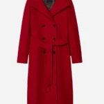 Michelle lansing christmas style red woolen trench coat