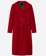 Michelle lansing christmas style red woolen trench coat