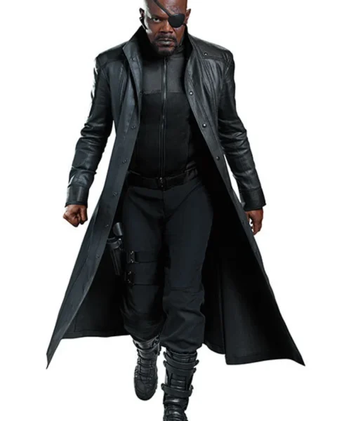 Movie The First Avengers Nick Fury Leather Trench Coat