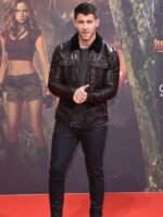 Nick Jonas Jumanji 3 Premiere Brown Leather Jacket