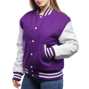 Unisex Purple Bomber Varsity Jacket