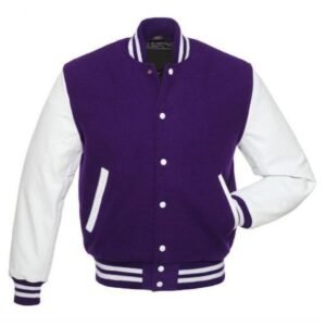 Purple And White Unisex Bomber Jacket