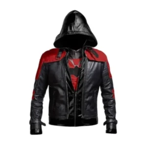 Batman Hooded Cosplay Black Leather Jacket