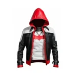 Batman Hooded Cosplay White & Red Leather Jacket