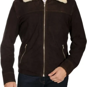 Andrew Lincoln Brown Suede Shearling Leather Jacket