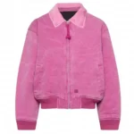 Ryan Gosling Pink Bomber Suede Leather Jacket