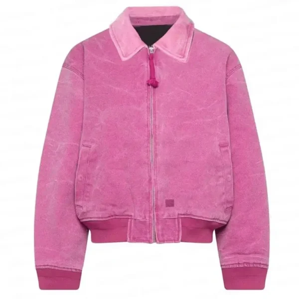 Ryan Gosling Pink Bomber Suede Leather Jacket