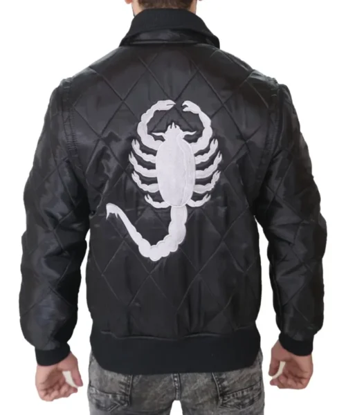 Ryan Gosling Black Satin Bomber Scorpion Jacket