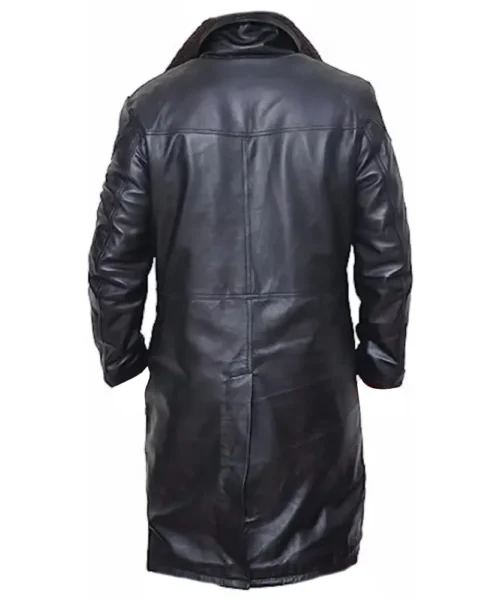 Ryan Gosling Shearling Black Leather Trench Coat
