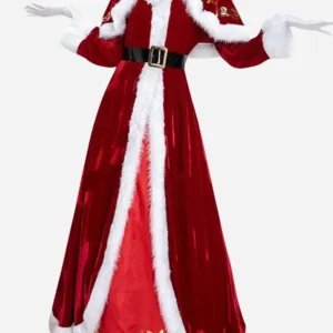 Santa claus inspired women shearling trench coat