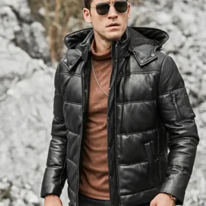 St Louis Removable Hooded Puffer Black Jacket