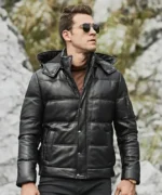 St Louis Black Puffer Removable Hooded Jacket