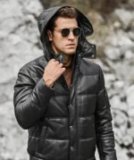 Removable Hooded St Louis Puffer Black Jacket