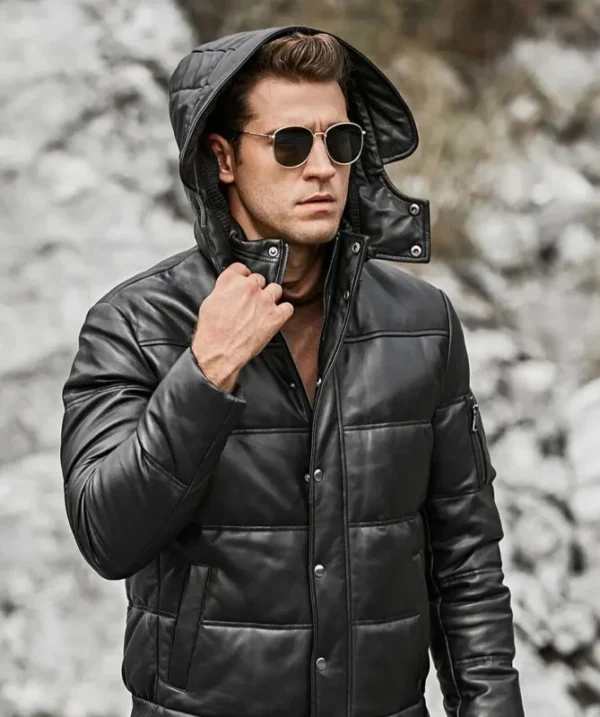 Removable Hooded St Louis Puffer Black Jacket