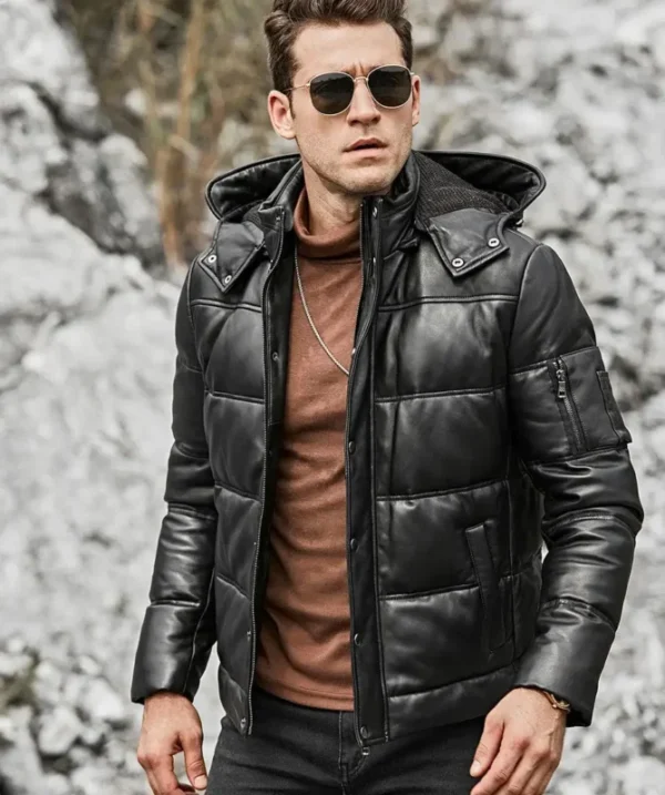 St Louis Removable Hooded Puffer Black Jacket