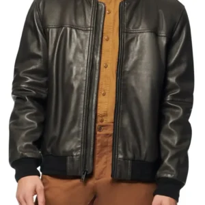 Summit Andrew Black Bomber Leather Jacket