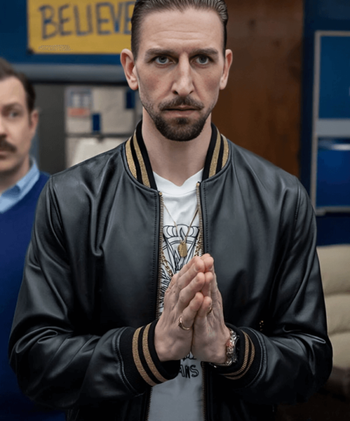 Ted Lasso S03 Maximilian Black Leather Jacket