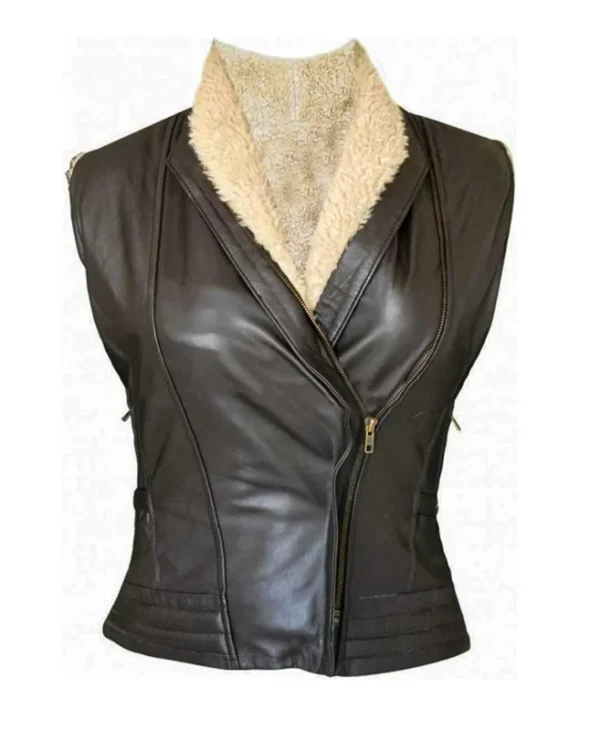 Andrea Harrison The Walking Dead Brown Leather Vest - Image 2