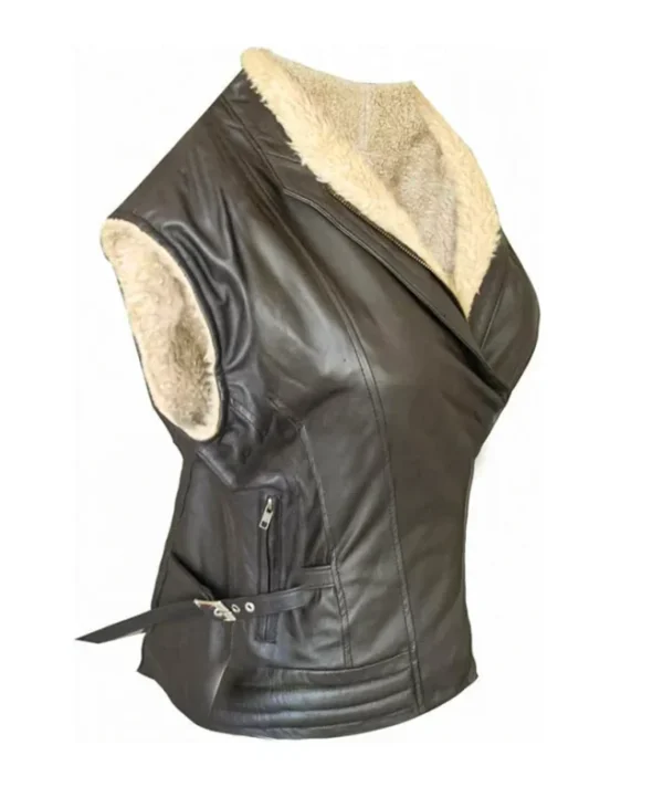 Andrea Harrison The Walking Dead Brown Leather Vest - Image 4