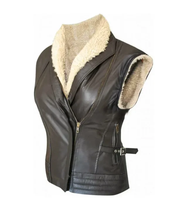 Andrea Harrison The Walking Dead Brown Leather Vest - Image 5