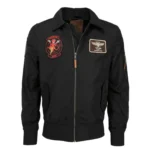 Top Gun Flight Pilot Bomber Black Jacket