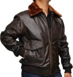 US Military Brown Bomber Leather Jacket