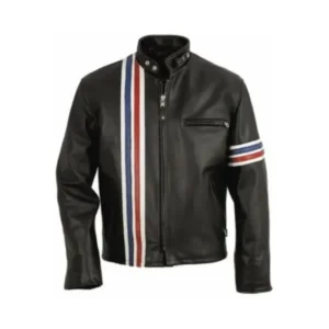 Unisex USA Flag Rebellion Biker Leather Jacket