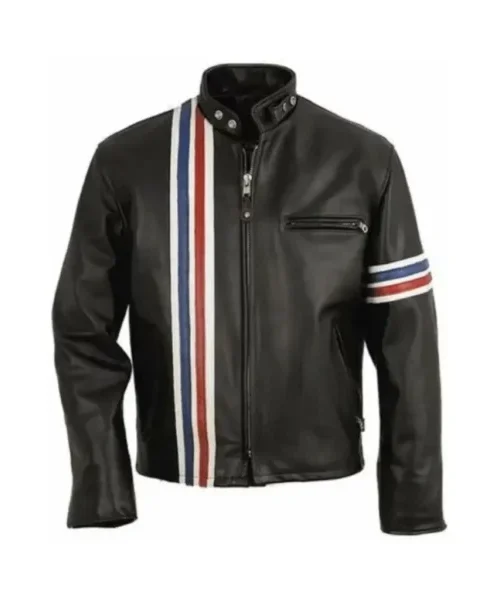 Unisex USA Flag Rebellion Biker Leather Jacket