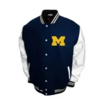 Michigan Wool And Leather Blue Varsity Jacket