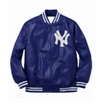 NY Yankees Letterman Blue Varsity Leather Jacket