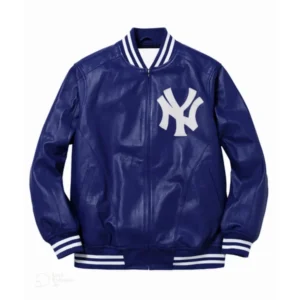NY Yankees Letterman Blue Varsity Leather Jacket