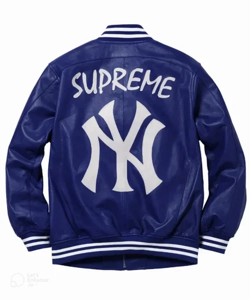 Unisex NY Yankees Letterman Blue Varsity Bomber Jacket