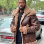 WW2 Aviator Brown Shealing Real Leather Jacket