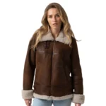 Women Aviator B3 Shearling Brown Leather Jacket