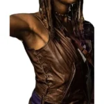 The Walking Dead Michonne Brown Leather Vest