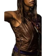 The Walking Dead Michonne Brown Leather Vest