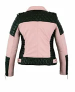 Biker Style Women Pink Real Leather Jacket