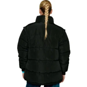 Women Oversized Parachute Black Puffer Jacket