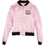 Pink Ladies Satin Varsity Bomber Jacket