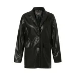 Women Vintage Style Oversized Black Leather Coat
