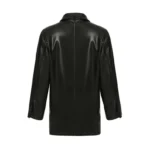 Women Black Oversized Vintagle Style Leather Coat