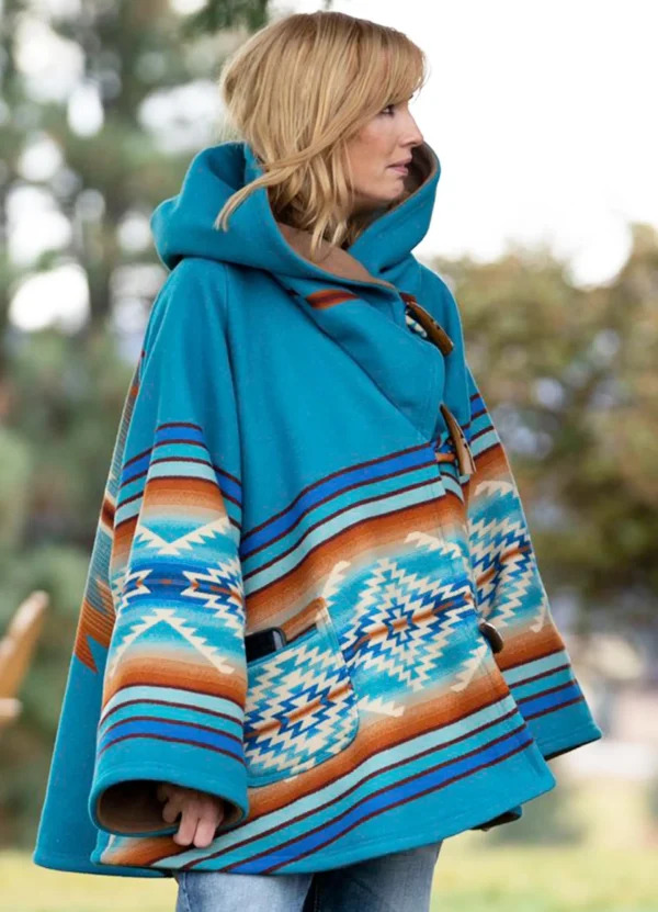 Kelly Reilly TV Series Yellowstone Woolen Blue Coat