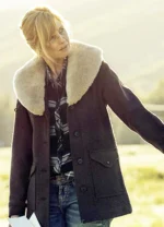 Tv Series Yellowstone Kelly Reilly Brown Woolen Coat