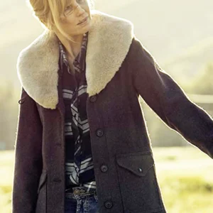 Tv Series Yellowstone Kelly Reilly Brown Woolen Coat